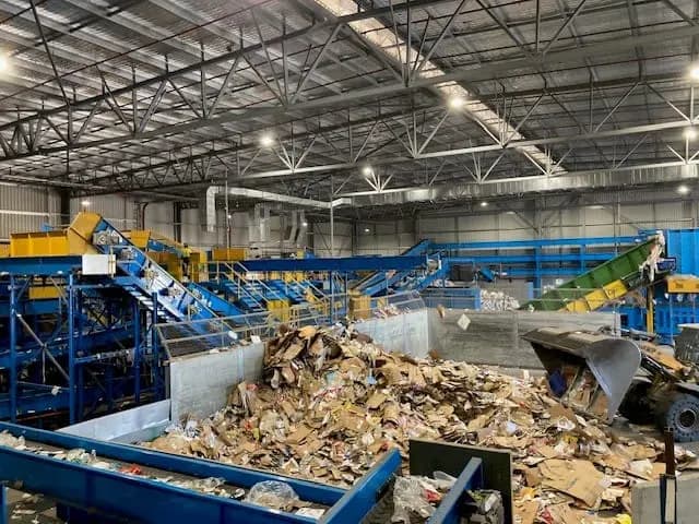 Materials recovery facility processing recyclables